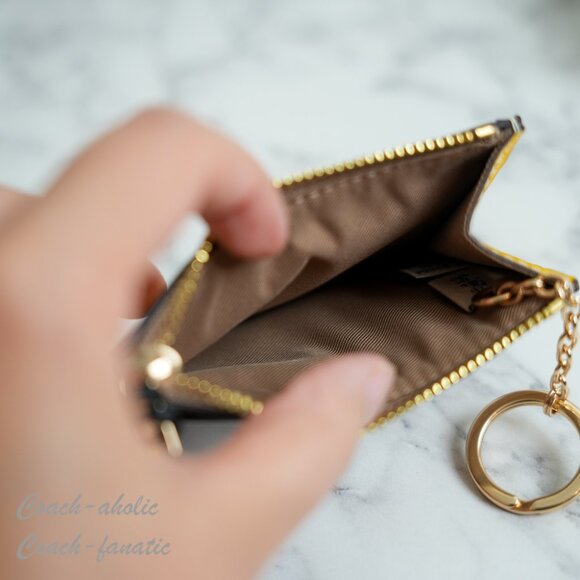 NWT Coach CBL88 Mini Skinny Id Case With Plaid Print Bright Maize Multi - Picture 6 of 7